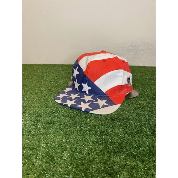 Vintage USA hat cap snap back mens all over print global caps block head - Picture 3 of 9